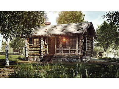 Cabin render for a pathfinder game app.