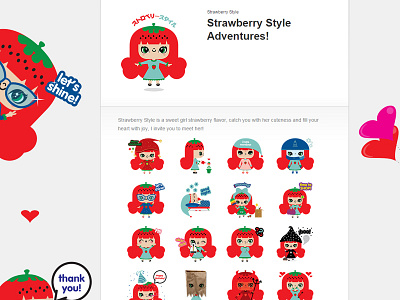 Strawberry Style Adventures Stickers Pack for Line android character design illustration line line app sticker pack strawberry strawberry style adventures