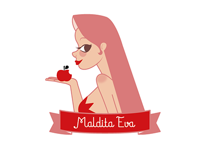 Maldita Eva Logo design apple cute design eva girl graphic design identity illustration logo pink pinup girl