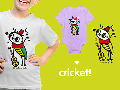 Illustration "Cricket" stamp for clothing brand brand clothe children cute firfly illustration kawaii stamp t shirt
