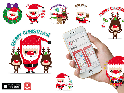 Chat Stickers/Emojis for the App Imessage (Mojilala) app apple store chat stickers christmas emojis imessage mojilala new year rudolph santa claus snow man stickers