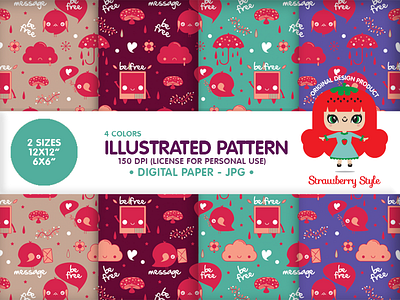 Be Free Pattern Design cute design illustration kawaii pattern rapport seamless pattern spoon flower