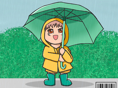 The Little Yuuji and The Rain animation chibi design graphic design illustration