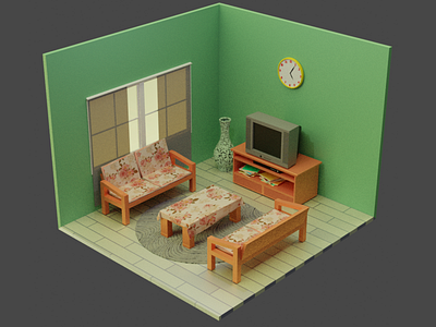 Living Room 3D Modelling 3d animation illustration