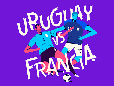 Quarter final 1 cartoon cup france futbol illustration soccer sports uruguay world