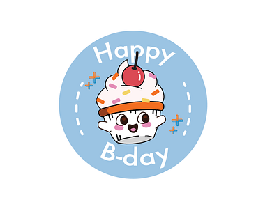 Happy muffin " Happy B-day" commercial illustration design happy birthday illustration sticker ui whatsapp