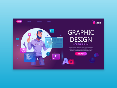 Landing Page for Graphic Design Website branding design graphic design illustration landing page ui ux