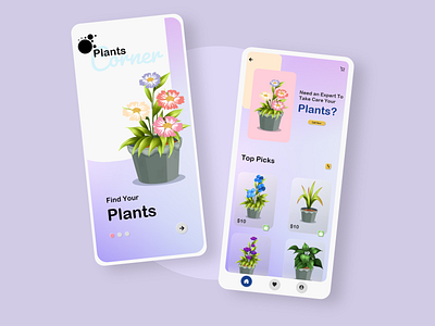 Plant Shop App app branding design glassmorphisim glassmorphisim app illustration interface neomorphisim plant app plant app interface plant shop app ui ux