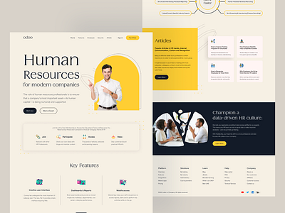 Landing Page: HR Web Design branding design employee graphic design header hiring home page design hr hr landing page hr platform hr software hrm human resources landing page recruitment saas ui ux webflow website