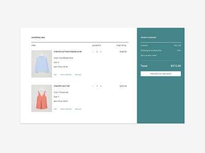 Shopping Cart concept dailyui design ecommerce fashion shopping bag ui ux web