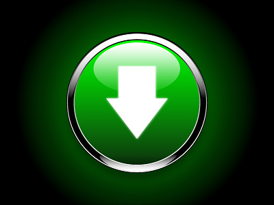 Glossy Download Button. arrow backlight button cyber download glossy green web