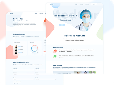 MedCare: A Medical Website covid glassmorphishm medical ui uiux ux website design