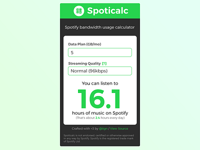 Spoticalc App re-redesign spoticalc spotify