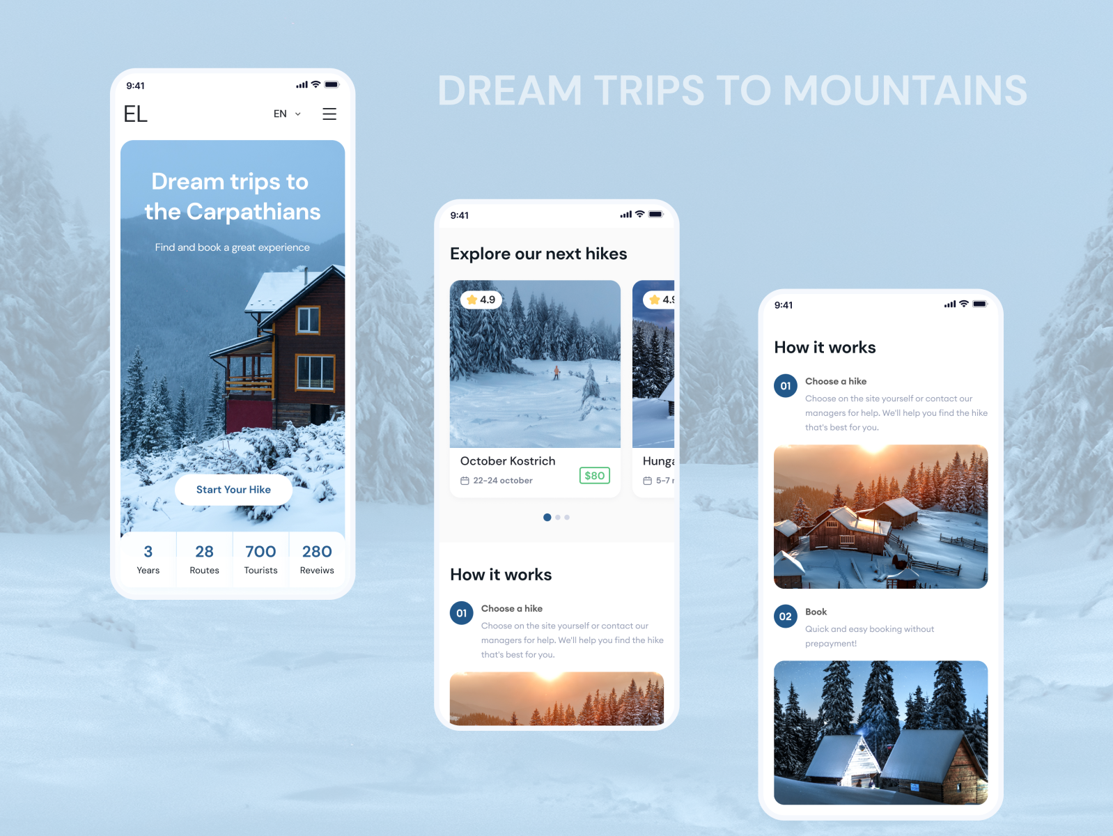 Landing Page for Hikes, Trips & Adventures. Mobile Design by Ihor ...