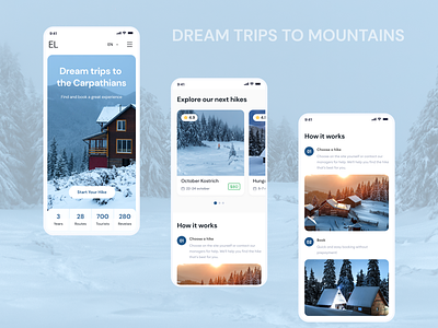 Landing Page for Hikes, Trips & Adventures. Mobile Design