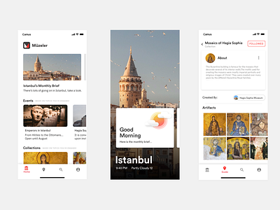 Museum Guide - Screens Overview app art artwork clean guide guidebook interface mobile museum protopie ui