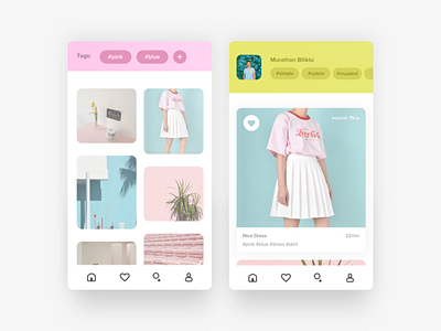 Pin&Tag App app interface mustard photo pin pink pins simple tag tags ui