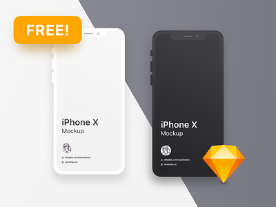 (Free) iPhone X - Clean Mockup for Sketch black free freebies iphone iphone x mockup screen sketch white