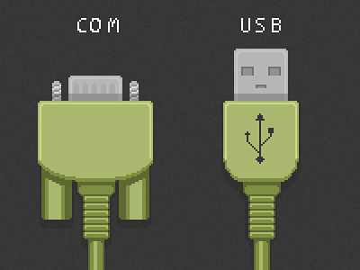 IBM 9 pin COM-port & USB (pixel)