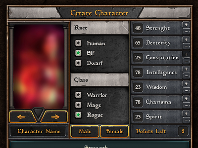 Gothic fantasy RPG game UI art dark fantasy game gothic rpg stone ui