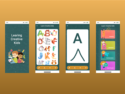 Creative Kids alphabets app design byjus child grow graphic design graphics kids knowledge app learn learning app quiz ui uiux white hate junior