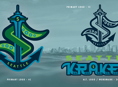 SEA Kraken - NHL 32 - logo(s) Concepts No. 1A alaska branding hockey identity logo nhl32 nhlseattle screamin yeti seattle seattlekraken