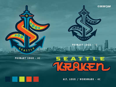 SEA Kraken - NHL 32 - logo(s) Concepts No. 2A alaska branding hockey identity logo nhl32 nhlseattle screamin yeti seattle seattlekraken