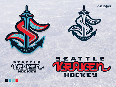 SEA Kraken - NHL 32 - logo(s) SYD colors-official colors alaska branding hockey identity logo nhl32 nhlseattle screamin yeti seattle seattlekraken