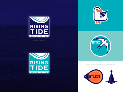 Rising Tide Communications - logo(s) alaska anchoarge anchor branding buoy communications identity logo rising tide screamin yeti seagull tern waves