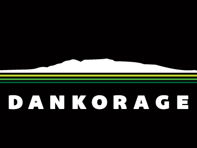 Dankorage - primary & secondary logos, signage alaska anchorage cannabis dankorage identity logo marijuana screamin yeti signage spenard