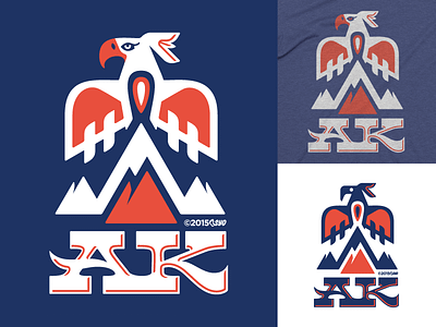AK Thunderbird - revised logo / 50 States version 50 states alaska apparel eagle logo screamin yeti second chance sticker thunderbird totem