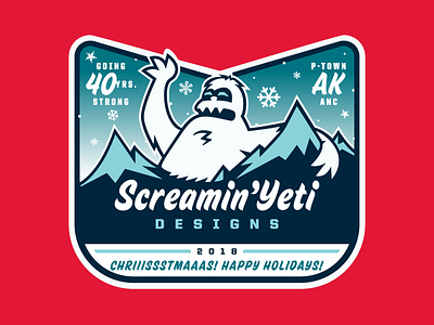 SYD - '18 Chriiissstmaaas! Happy Holidays! logo / sticker alaska anchorage christmas happy holidaze screamin yeti snowflakes tour sticker