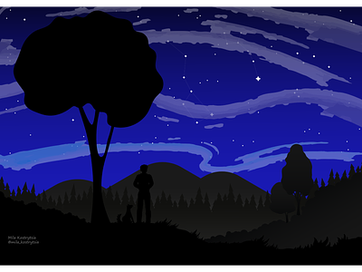Under the stars book illustration forest friends illustration mountains night stars typography