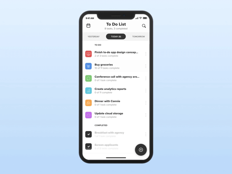 To-do app design concept animation apple gesture interaction iphone iphonex to do ui ux