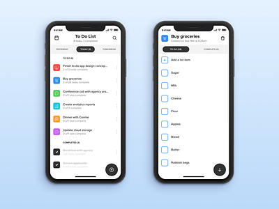 To Do app design concepts - view tasks animation apple gesture interaction iphone iphonex to do ui ux