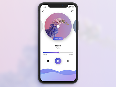 Music app fullscreen concept dropshadow gradient ios11 iphonex material music play player waves