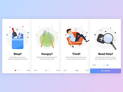 Illustrated Onboarding Sequence animation gradient icon illustration interaction ios lottie onboarding vector