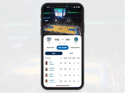 NBA app redesign concept basketball card gesture information nba okc swipe ui video