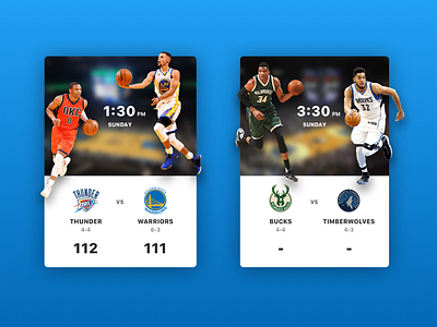 NBA App Game Card Redesign basketball card gesture gsw information nba okc swipe ui video