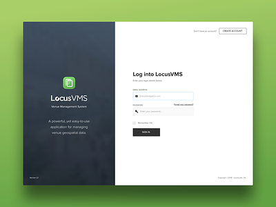 VMS login screen cms create account icons login sign in states text input vms web