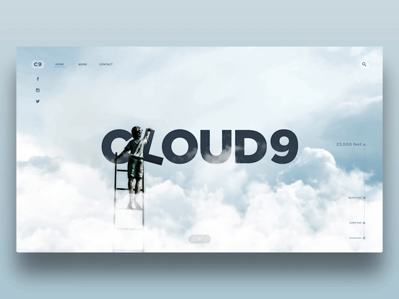 Animation Cloud9 homepage concept clouds depth homepage landing screen scrolling typography unsplash web