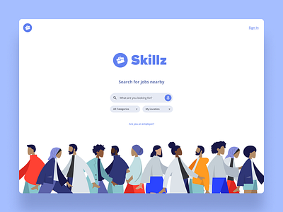A simple job board landing page using humaaans 😎 design home homepage homescreen humaaans icon illustration illustrations interaction jobs typography ui ui design userexperiencedesign ux vector voice voice search web website