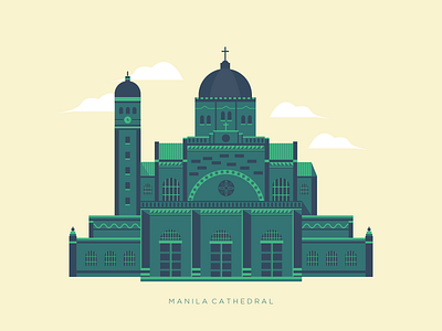 Manila Cathedral building church city illustration manila philippines