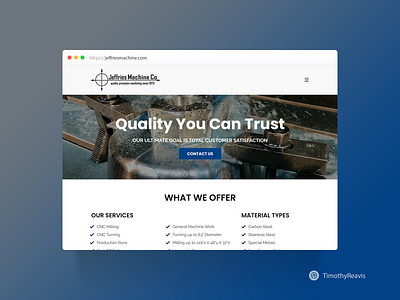 Jeffries Machine Co business design machine shop website