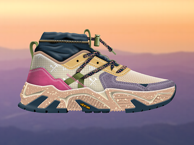 PRK HKR footwear design hiking illustrator mountains national parks outside sneaker sneakerhead vector