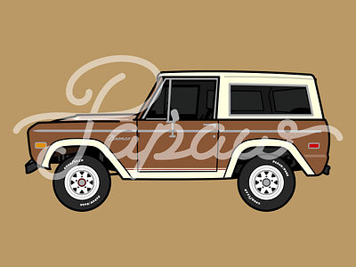 PAPAW bronco fathers day ford grandfather grandpa hand lettering lettering role model script type