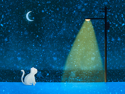 Caring for stray animals animals care cat cold light moon night poor snow stray winter