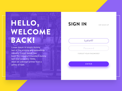Daily UI-SIGN IN app design interface log log in purple sign sign in ui yellow