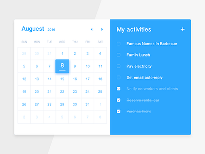 Daily UI-TODO activity app blue calendar clean design do interface to do todo ui