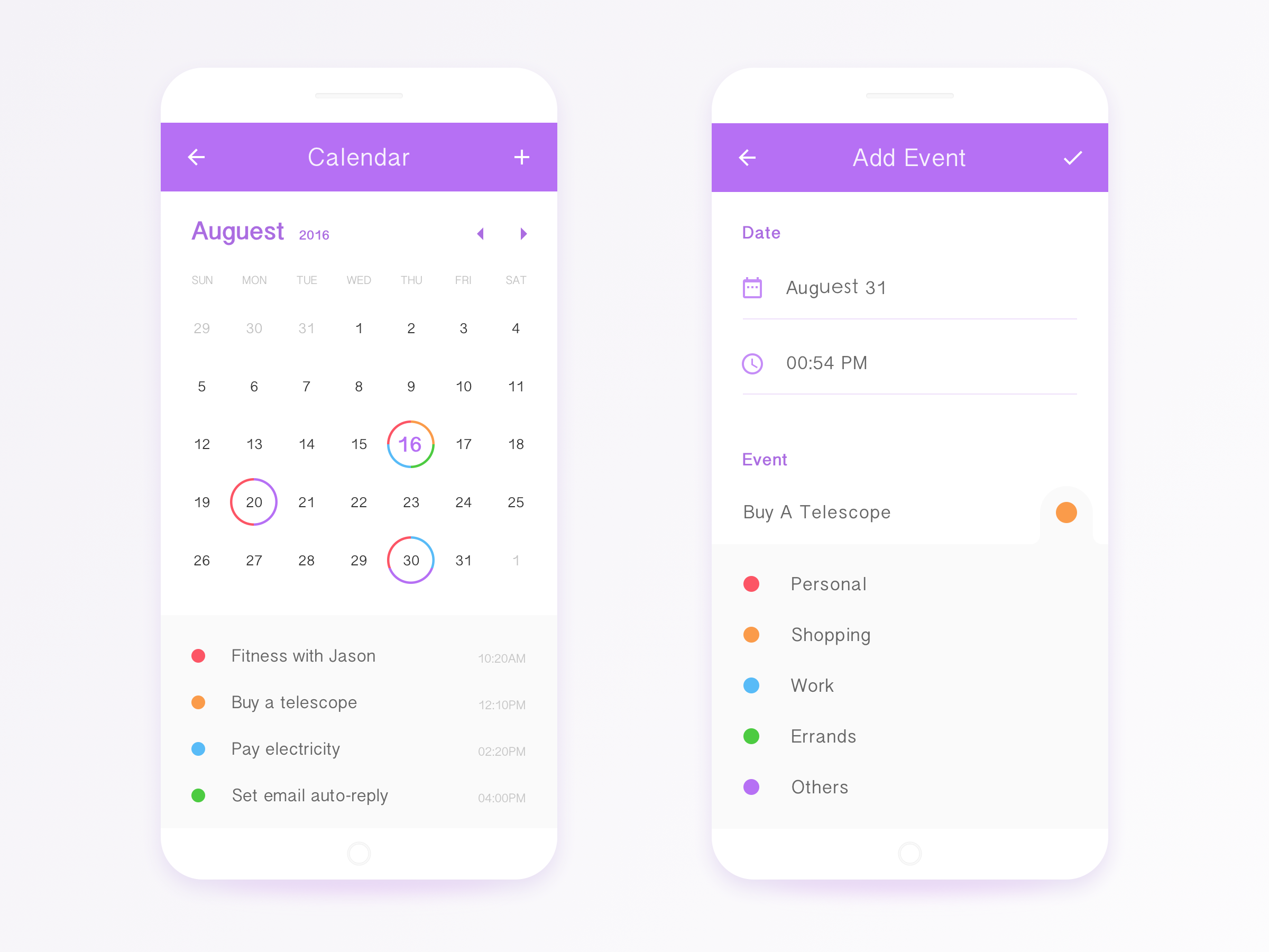 Daily UI－Calendar by Wei. on Dribbble